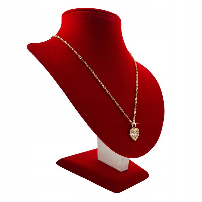 Złoty Łańcuszek Stal Chirurgiczna / Serce Z Cyrkoniami 18k Prezent + G