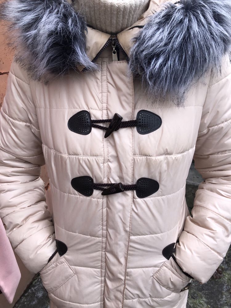 Зимовий пуховик | зимнее пальто бежевое