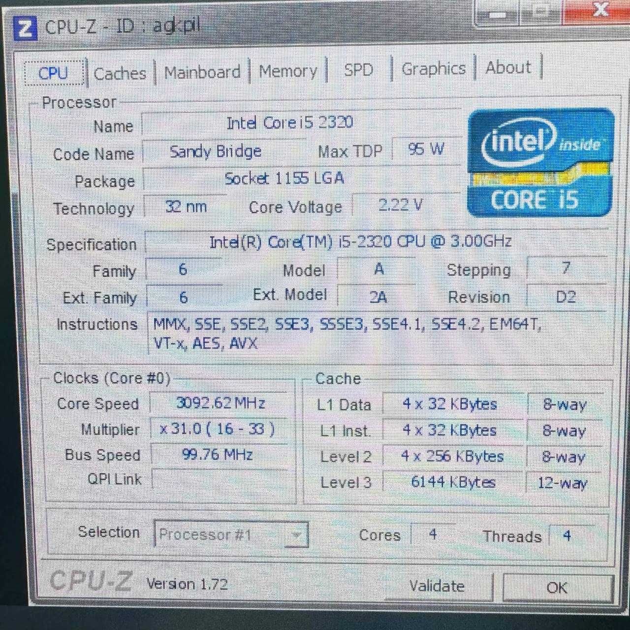 Процессор Intel Core i5 2320 4 ядра по 3.3GHz Intel HD Graphics s1155