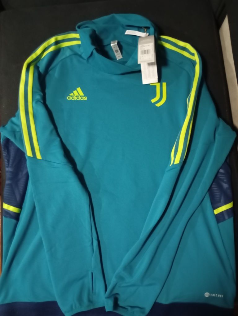 camisola de treino da Juventus Condivo 22 da Adidas, na cor azul/verde