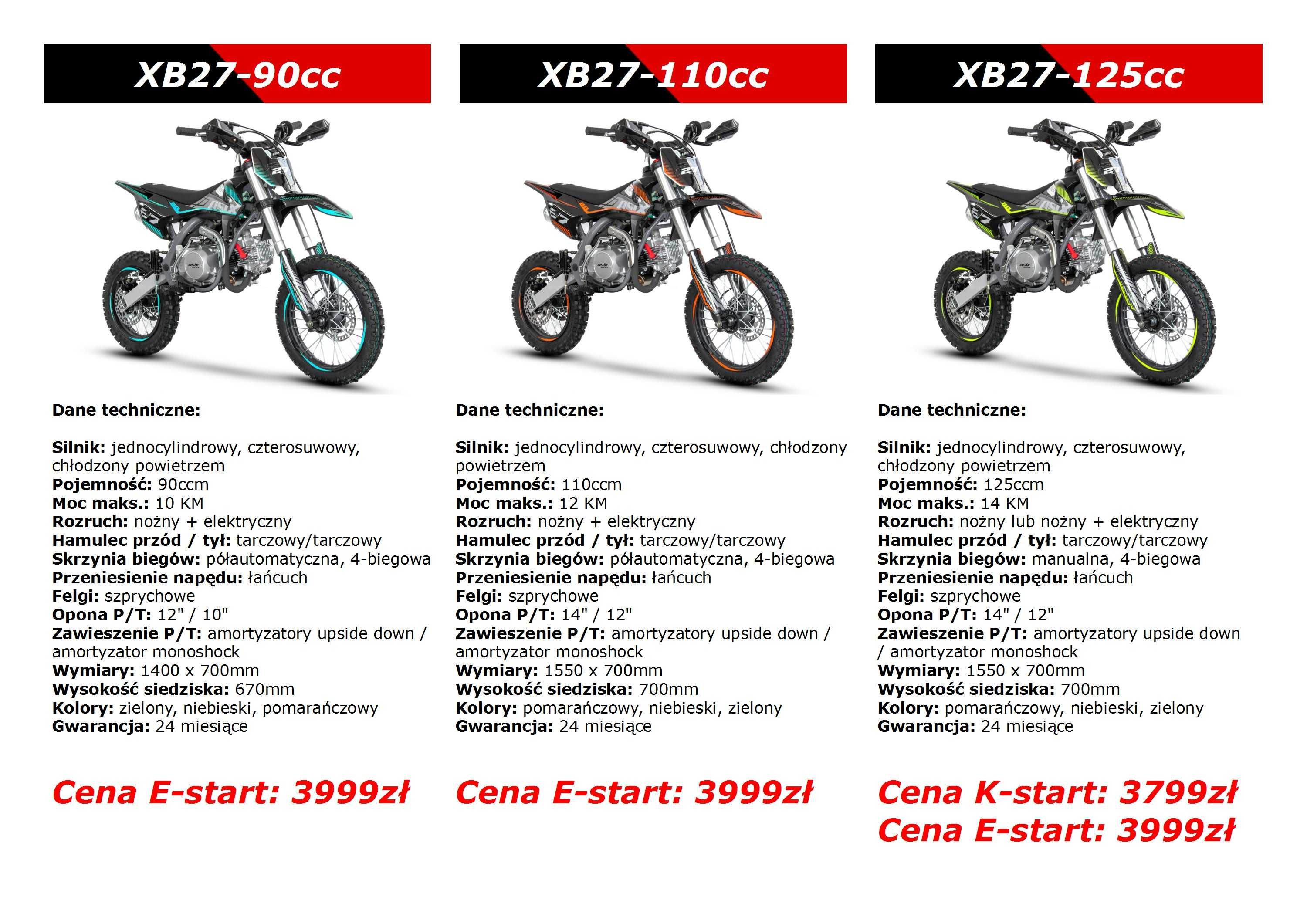 Cross dla dziecka Asix XB27 90, 110, 125 Raty Dostawa Super Jakość