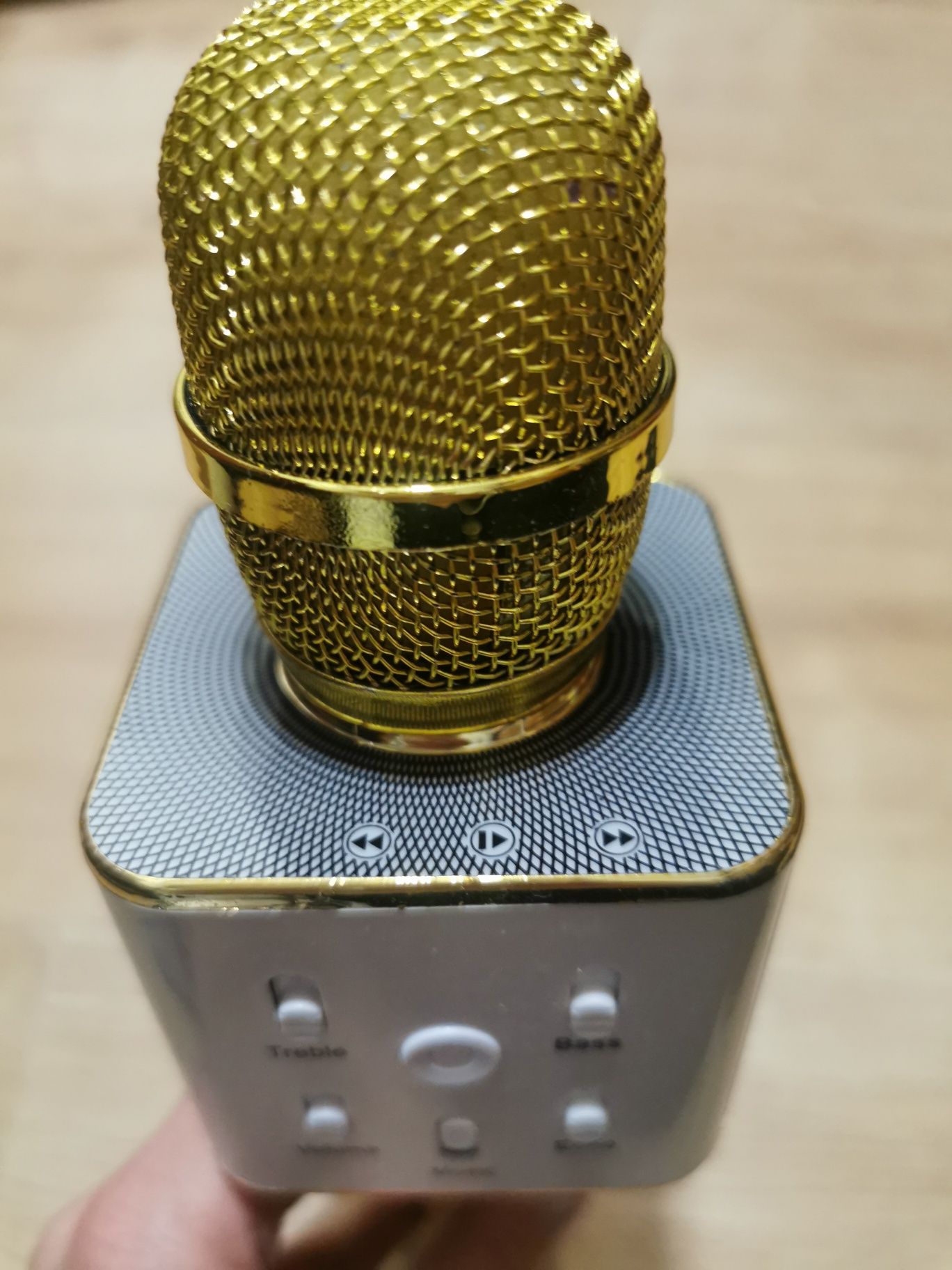 Mikrofon karaoke bluetooth złoty