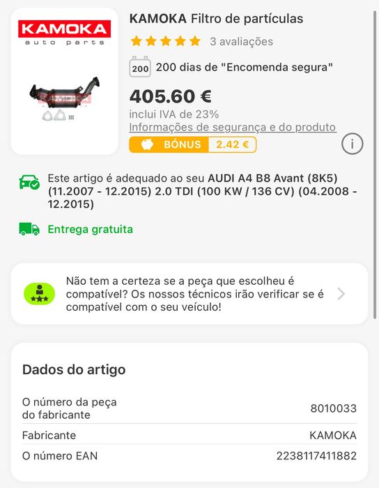 Filtro partículas Audi