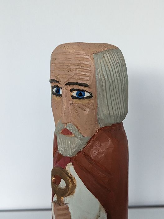 Rzeźba ludowa sygnowana Bronisław Dziopa Święty Piotr 1986 Kielce