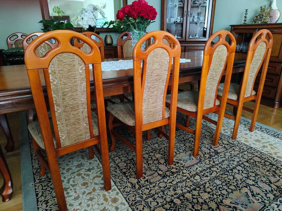 Stół duży rozkładany zestaw z 12 krzesłami