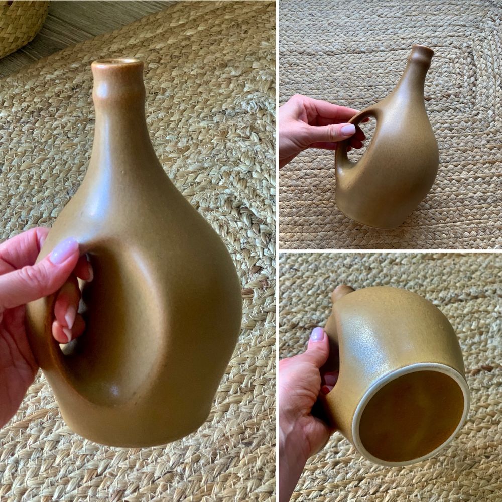 Karawka ceramiczna brąz • BOHO • świecznik • wazon