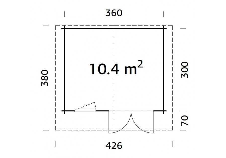 Domek letniskowy narzędziowy drewniany ogrodowy altana 3.8x3.2m 34mm