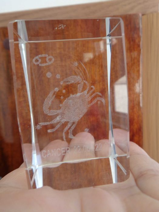 кришталь Рак голограма преспап'є 6,0*3,7*3,7см нове