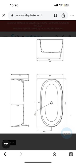 VALENCIA wanna przyścienna, 158 x 86 cm, biały mat