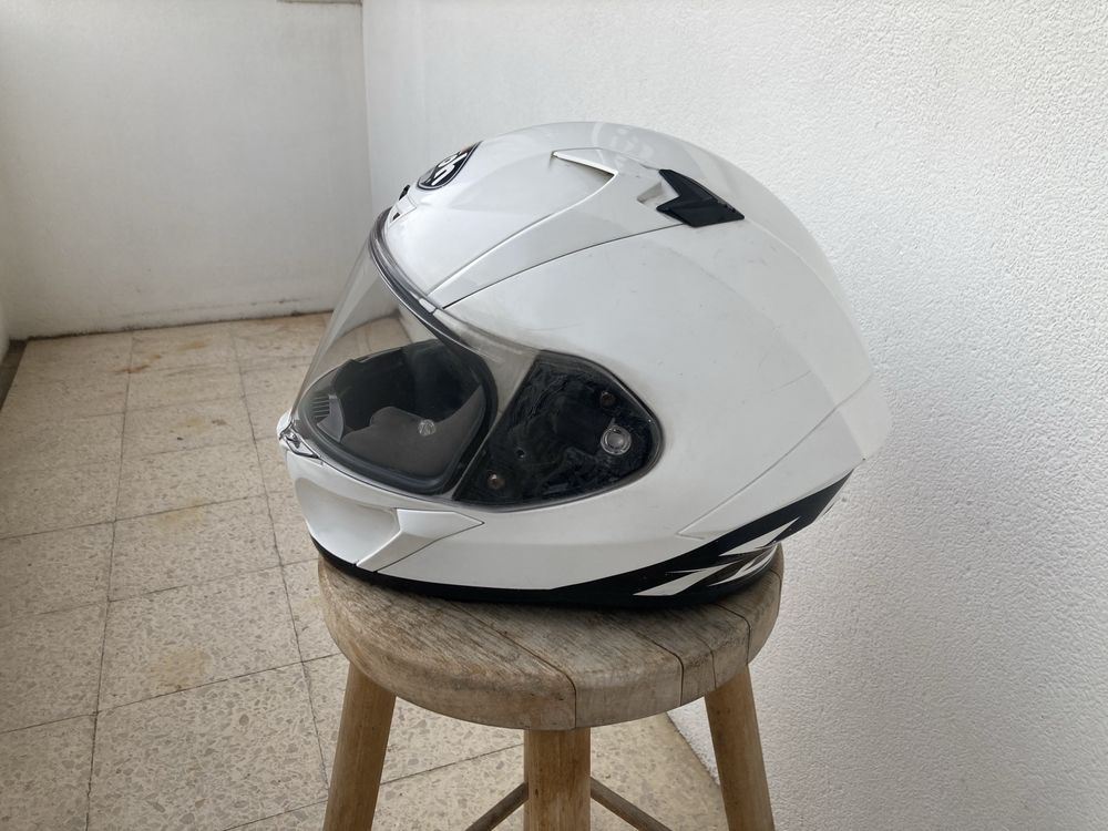 Capacete de mota branco, tamanho M