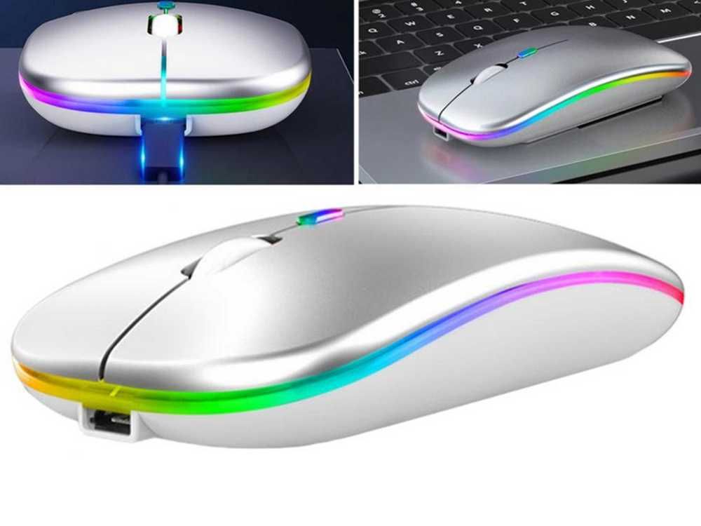 Mysz optyczna bezprzewodowa slim 2,4 ghz bluetooth do laptopa PC biała