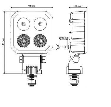 Lampa robocza LED, kwadratowa, niebieska, zestaw 2 szt.