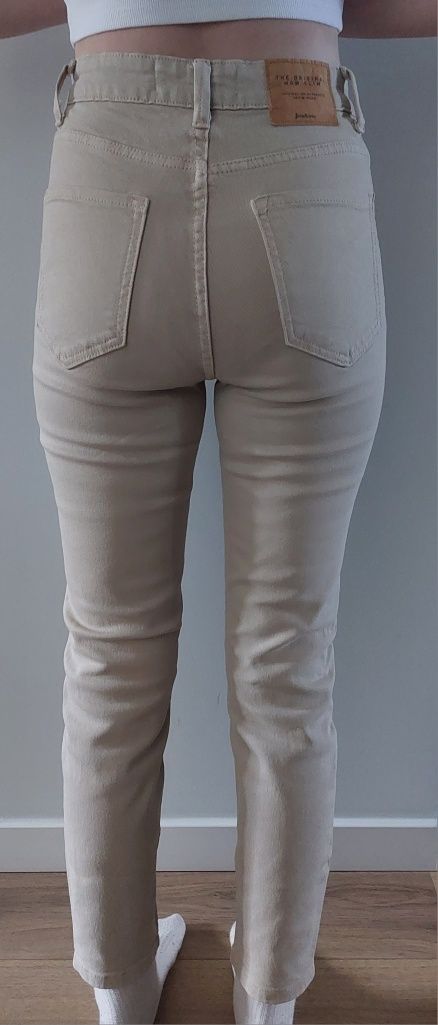 spodnie stradivarius rozm 34 (xs) beżowe jeans %%