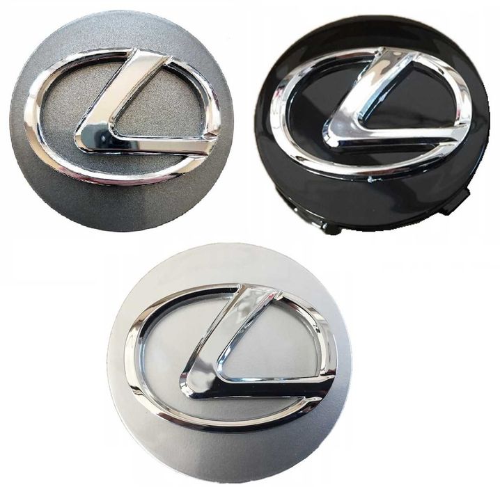 4x Dekielki Dekielek Do Alufelg LEXUS 62mm Grafit, Czarny, Srebrny