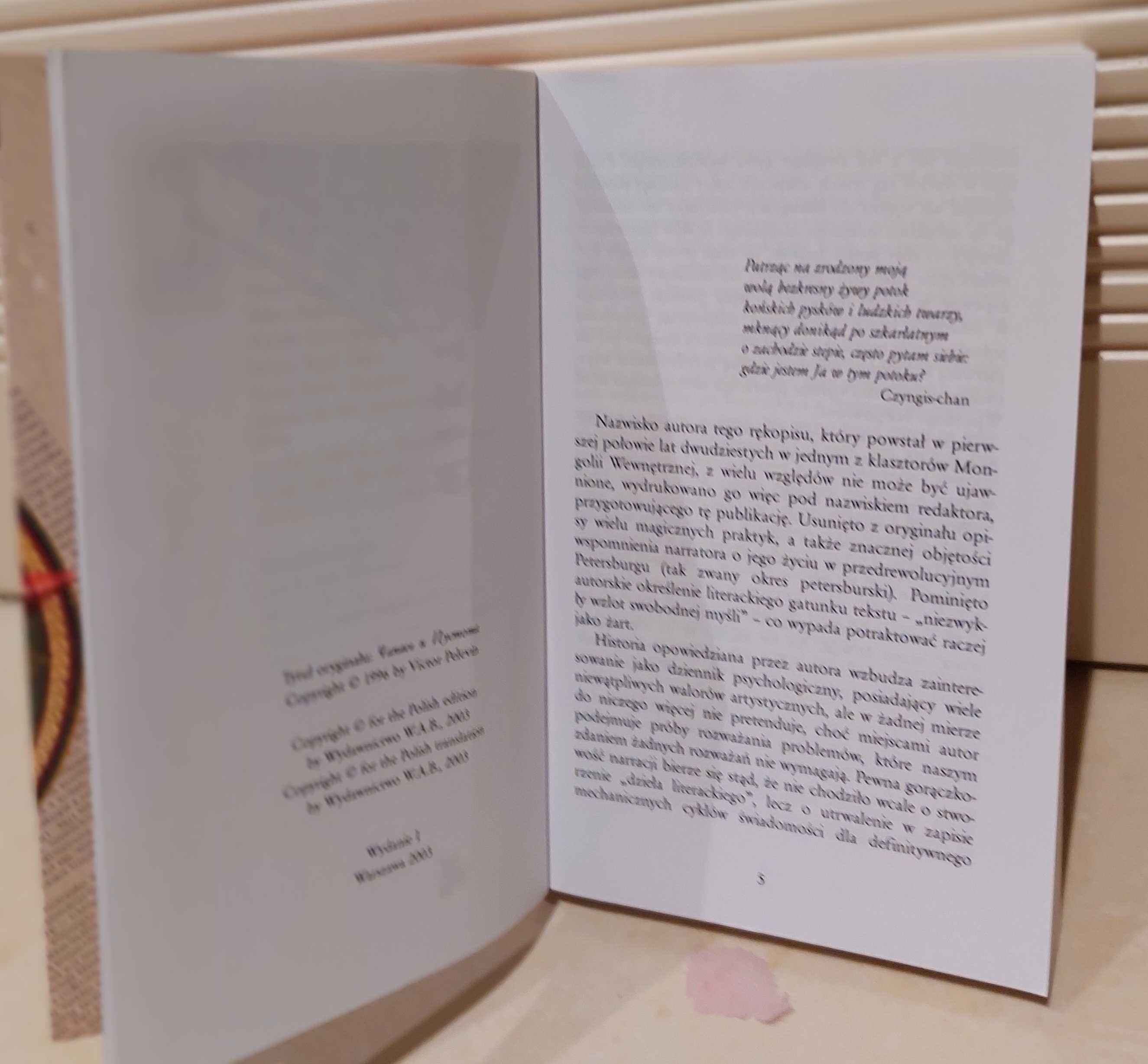 Książka "mały palec Buddy "autor Wiktor Pielewin