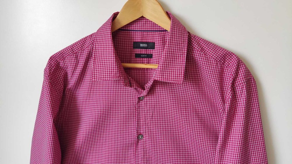 Оригінальна сорочка в клітку від boss, xl