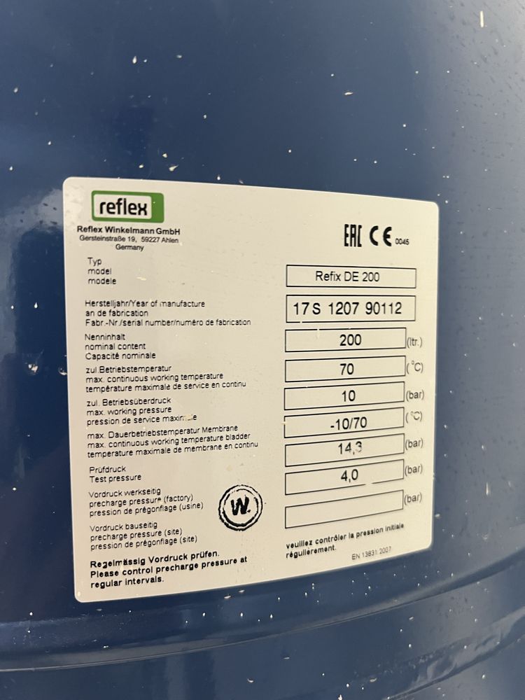 Розширювальний бак 200л, Reflex Refix DE 200. Німеччина