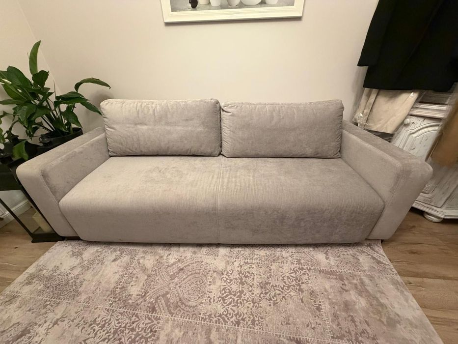 Sofa Kanapa jasno szara z funkcją spania