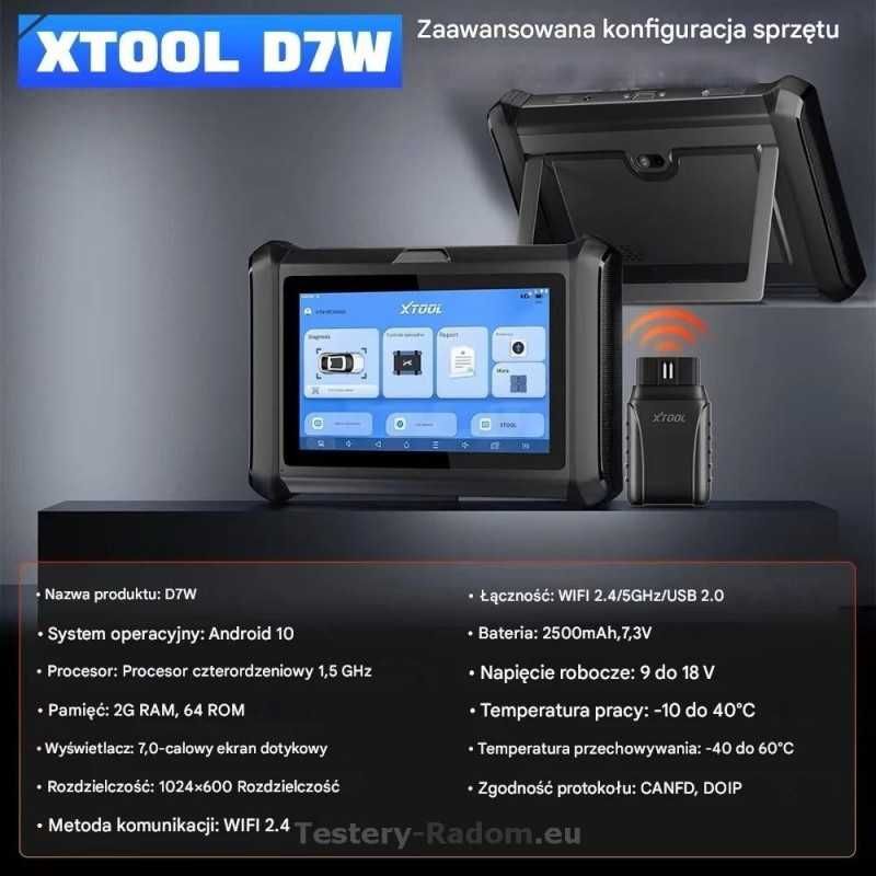 XTOOL D7W Can FD DoIP wifi  język Polski