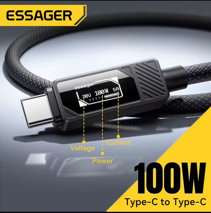 Кабель Essager  100 W  C-C Digital Display