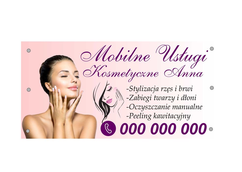 Baner reklamowy firmowy gotowe wzory usługi kosmetyczne Ciechanów