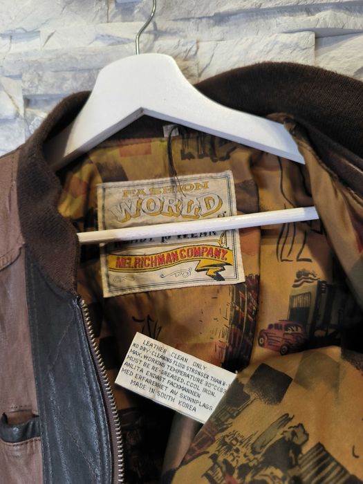 Kurtka Skórzana Bomberka Vintage Brązowa Skóra