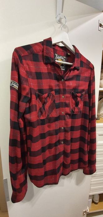 Koszula grunge rock Superdry krata burgund 36 S damska