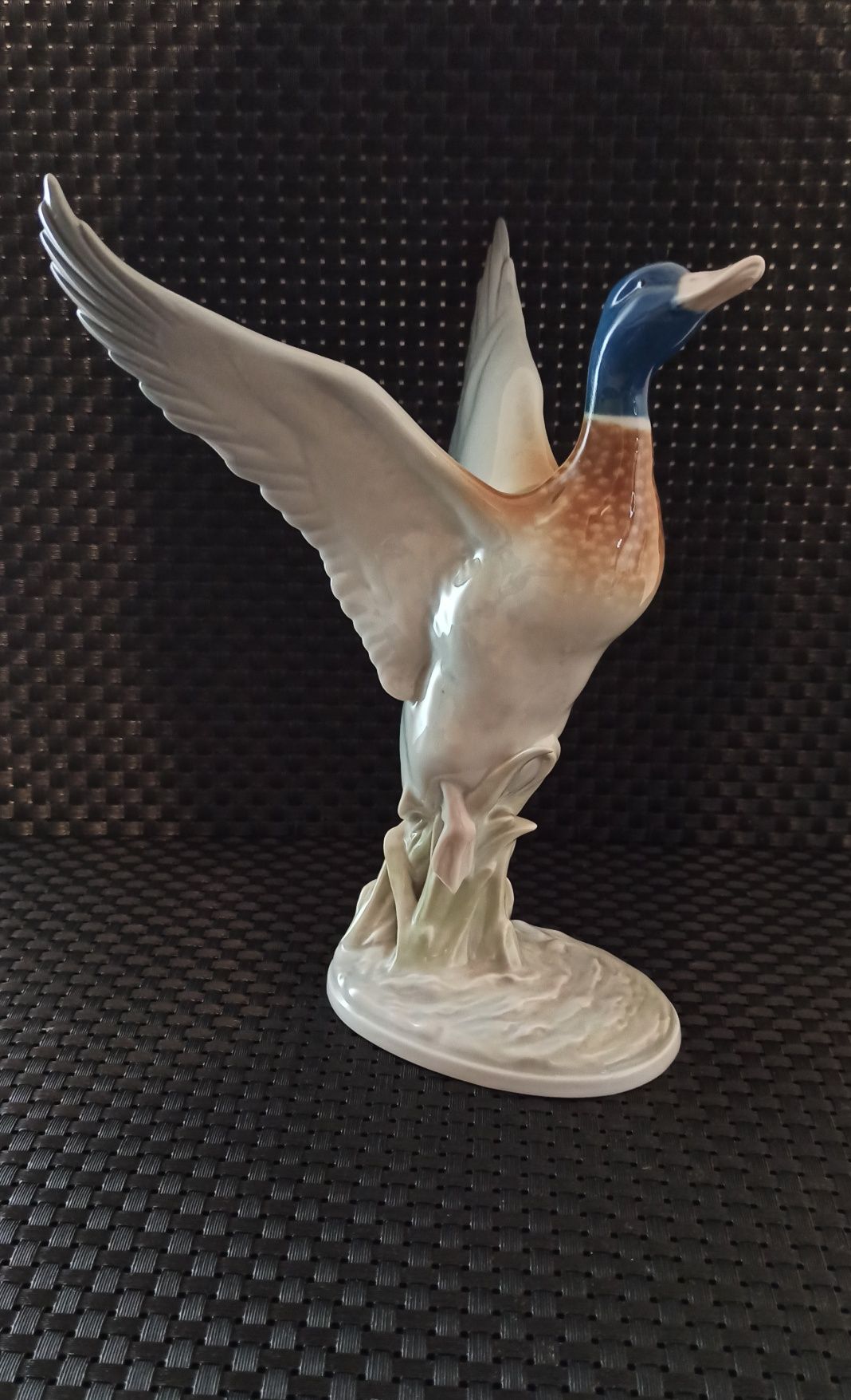 Porcelana TURYNGIA Metzler & Ortloff Figurka Dzikiej Kaczki h 24 cm