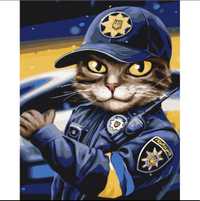 Картина за номерами Поліцейський котик 40х50 см Киса господинька