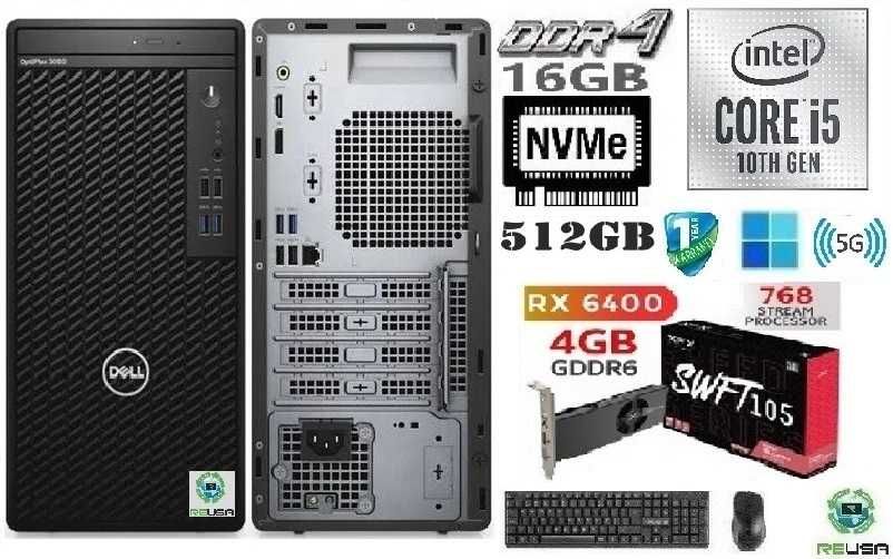 Pç GAMER DELL 3080 10ªG|i5-4.6G|16G|NVMe-512+HD500|RX6400-4G|5G+BT|W11