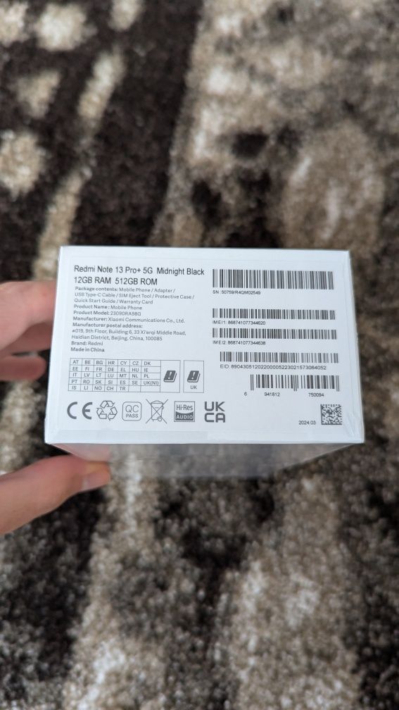Telefon Xiaomi Redmi note 13 pro+ czarny 512 GB pamięci 12 GB ram