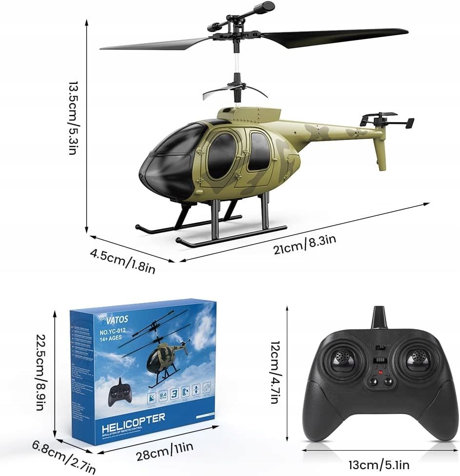 Helikopter zdalnie sterowany Vatos, 2,4 GHz, moro