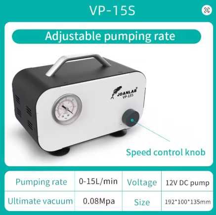 JOANLAB Mini Bomba de Vácuo de Diafragma VP-15S