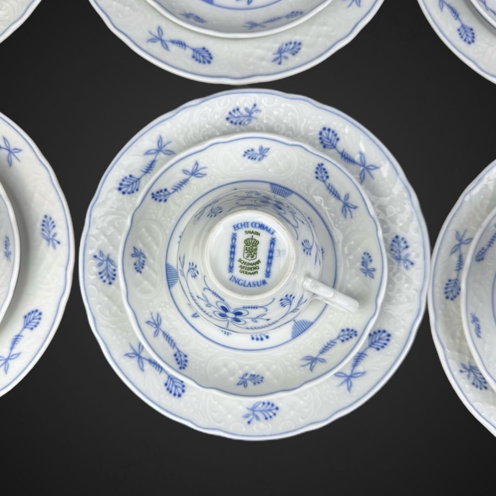 Serwis kawowy wzór słomkowy Echt Cobalt Bavaria Schumann b5/05261