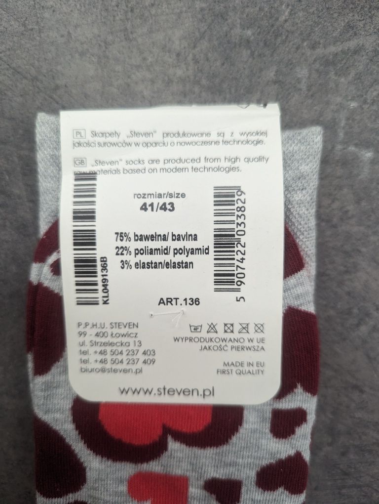 Skarpety męskie Steven 41-43 serca na walentynki
