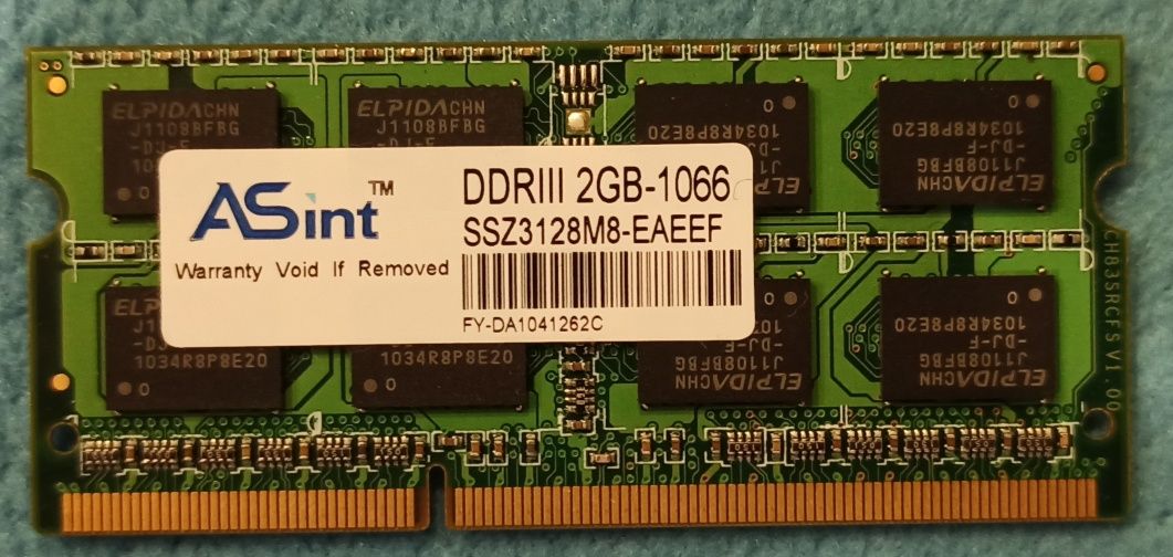 Оперативная память SODIMM DDR 3 2GB 1066