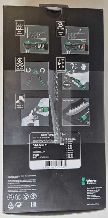 Zestaw klucza dynamometrycznego Wera (2-12Nm) Safe-Torque A1 Set 1