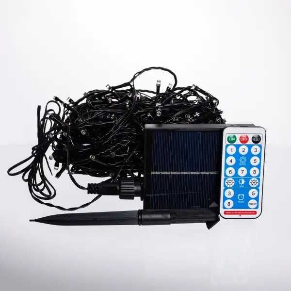Гірлянда Нитка вулична 300 LED 30 м на сонячній батареї чорна нитка