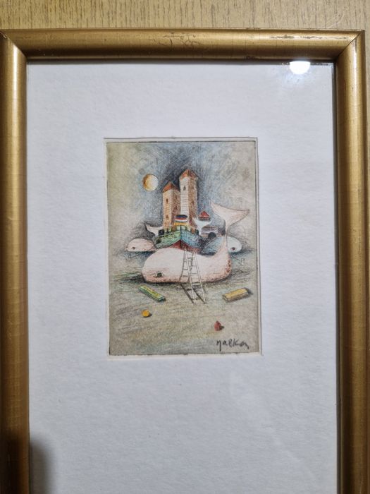 Obrazek grafika artystyczna autorstwa Moshé Malka, Paryż, sygnowana