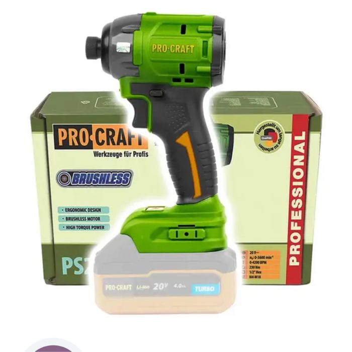 Акумуляторний гвинтоверт Procraft PS20 (Без АКБ та ЗП) Імпакт