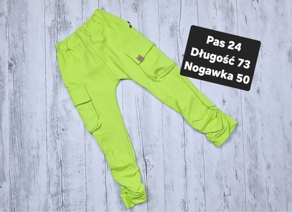 Spodnie 122 chłopięce bawelniane Mimi bojówki limonka