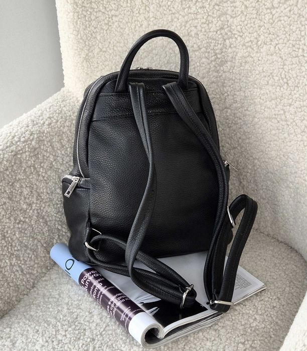 Кожаный рюкзак на молниях, итальянский. Шкіряний рюкзак