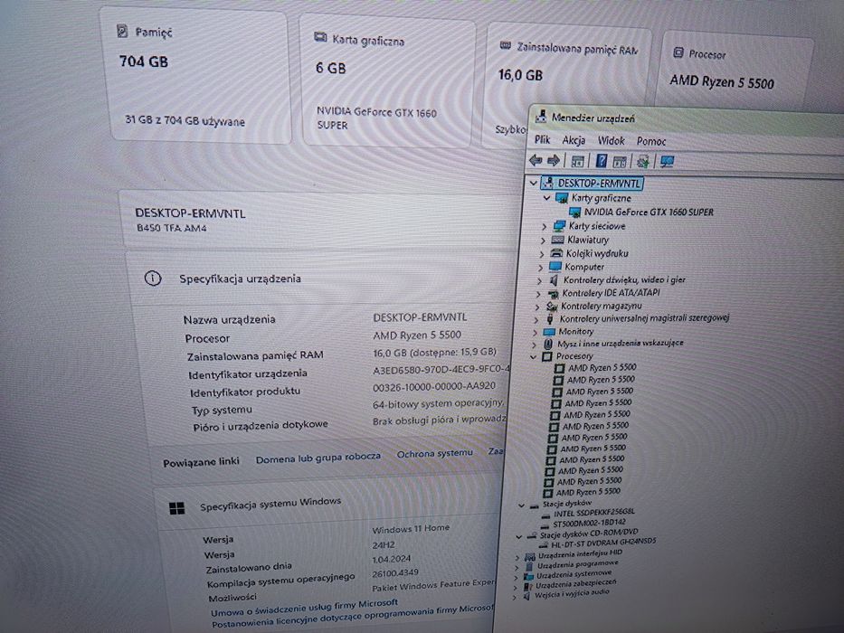 Komputer stacjonarny AMD Ryzen 5/GTX 1660 super/NVME do gier