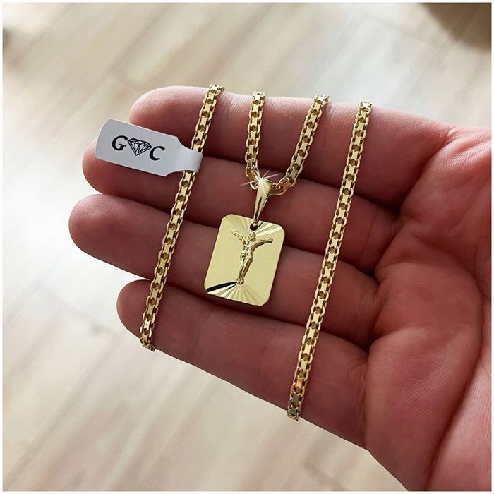 Złoty Łańcuszek I Medalik Pan Jezus Srebro Próba 925 Dla Chłopca Na Ch