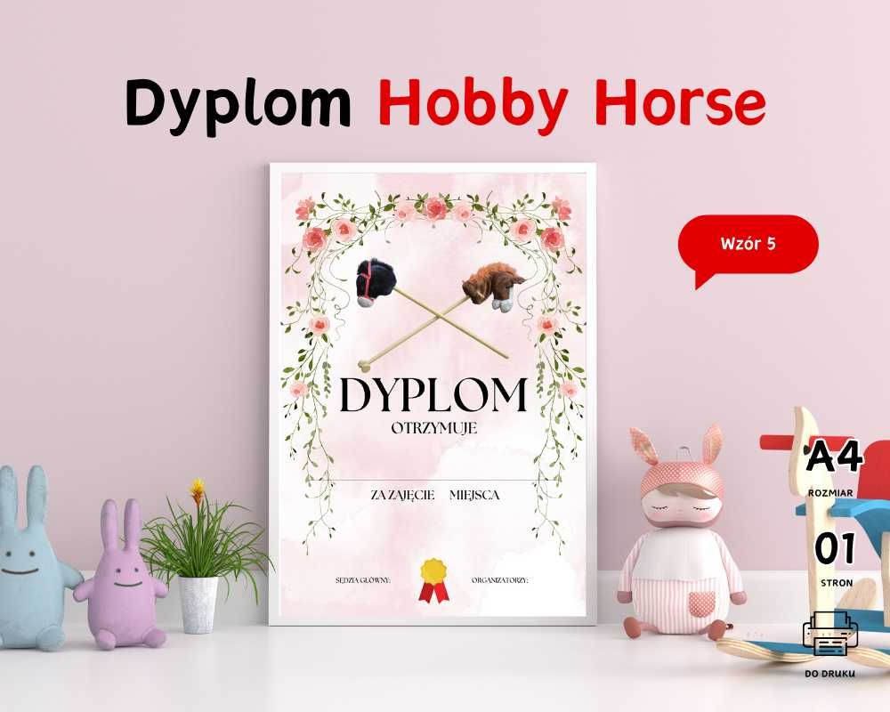 Dyplom Hobby Horse – 5 wzorów do wyboru A4 PDF do druku
