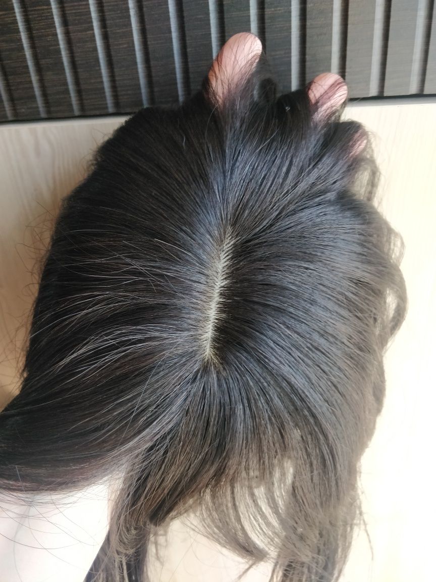 Макушка накладка челка топпер  из натурального волоса