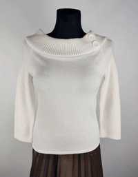 Kremowy ecru sweter damski szeroki dekolt (M/L)