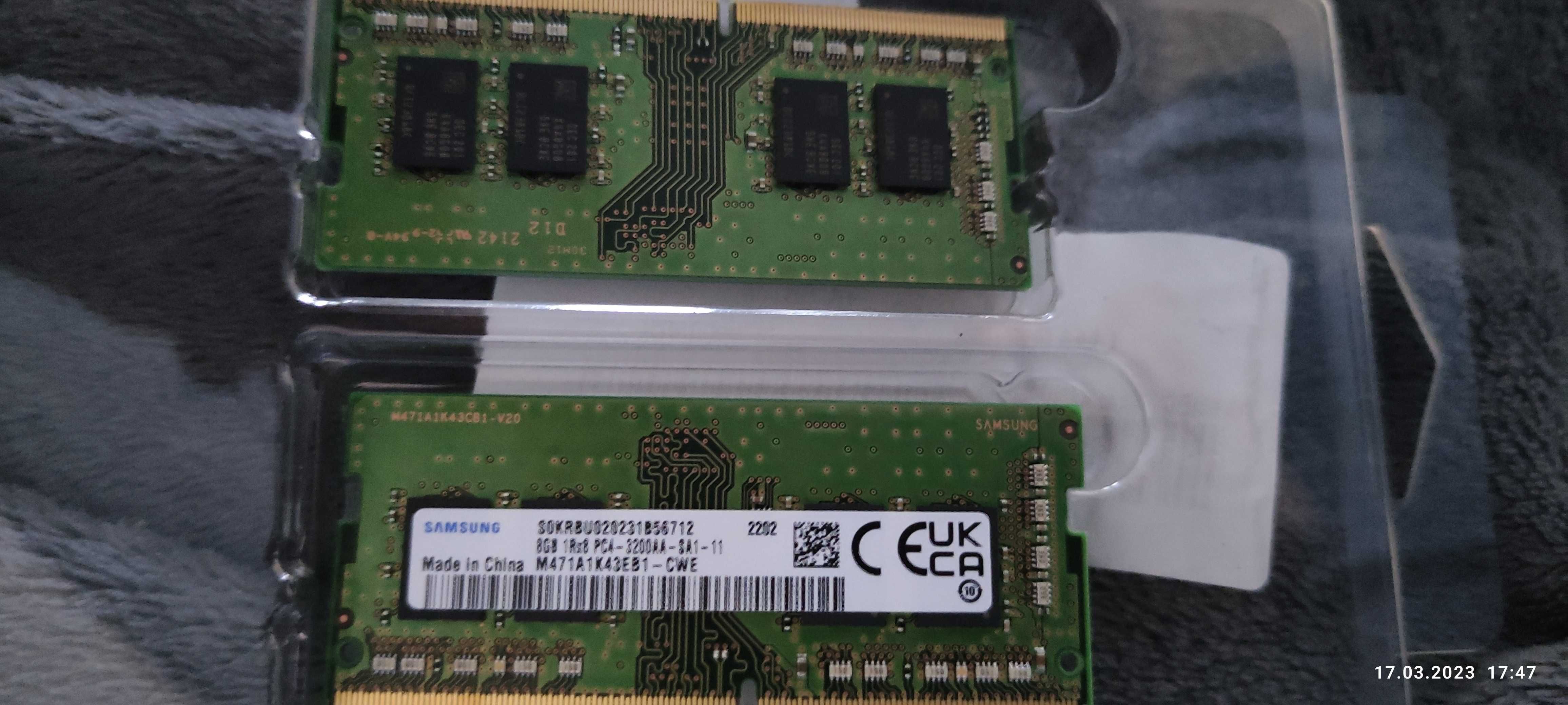 2x 8GB RAM ddr4 samsung 3200, do laptopa sodimm