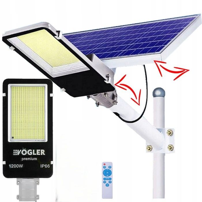Lampa Solarna 1200W VOGLER PREMIUM Uliczna NOWA Technologia BATERIA LG