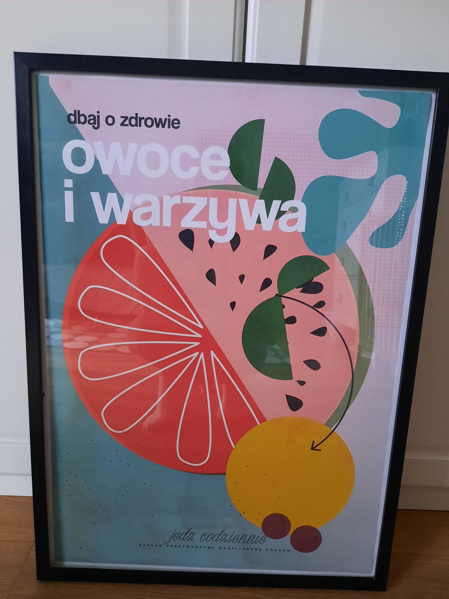 Plakat "Warzywa i owoce" Jagoda Pecela vintage szpeje prl  50×70